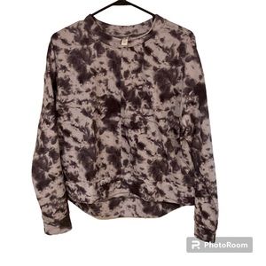 Yogasmoga Crop Yoga Black Tie Dye Long Sleeve Sweatshirt Size Large NWT